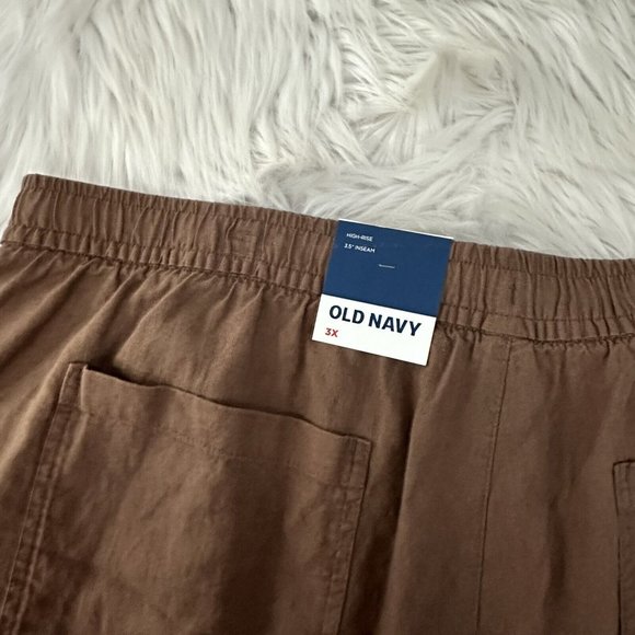 Old Navy womens NWT high rise shorts size 3X brown 55% linen timeless - Picture 6 of 10